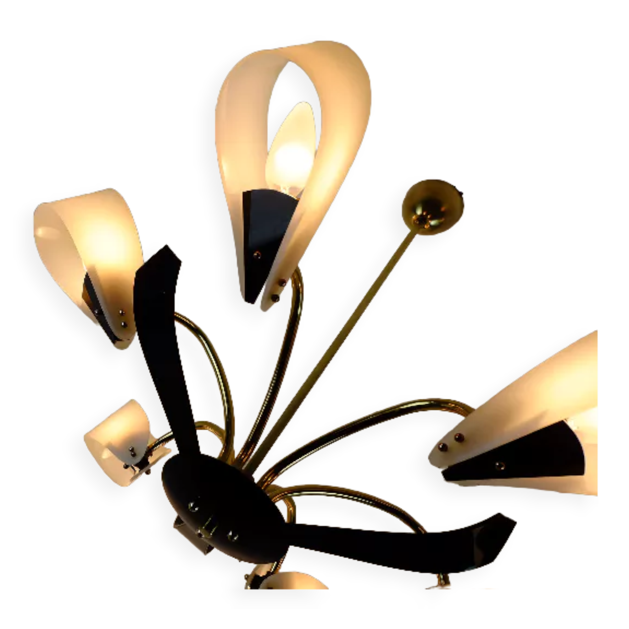 6-light chandelier with acrylic shades 1950