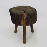 Tripod oak milking stool, Ariège peasant art, France (19th century)