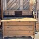 Antique drop-leaf secretary / solid raw oak counter