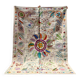 White suzani kilim rug with embroidered multi-colored patterns