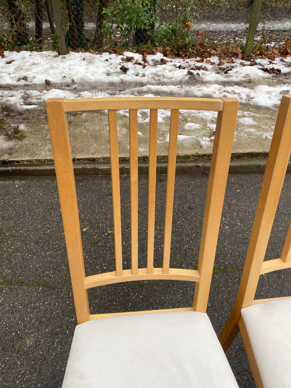 2 Scandinavian dining chairs made of solid light birch wood, IKEA Borje.