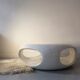 Luigi Colani space age table in white fiberglass and glass, 1970