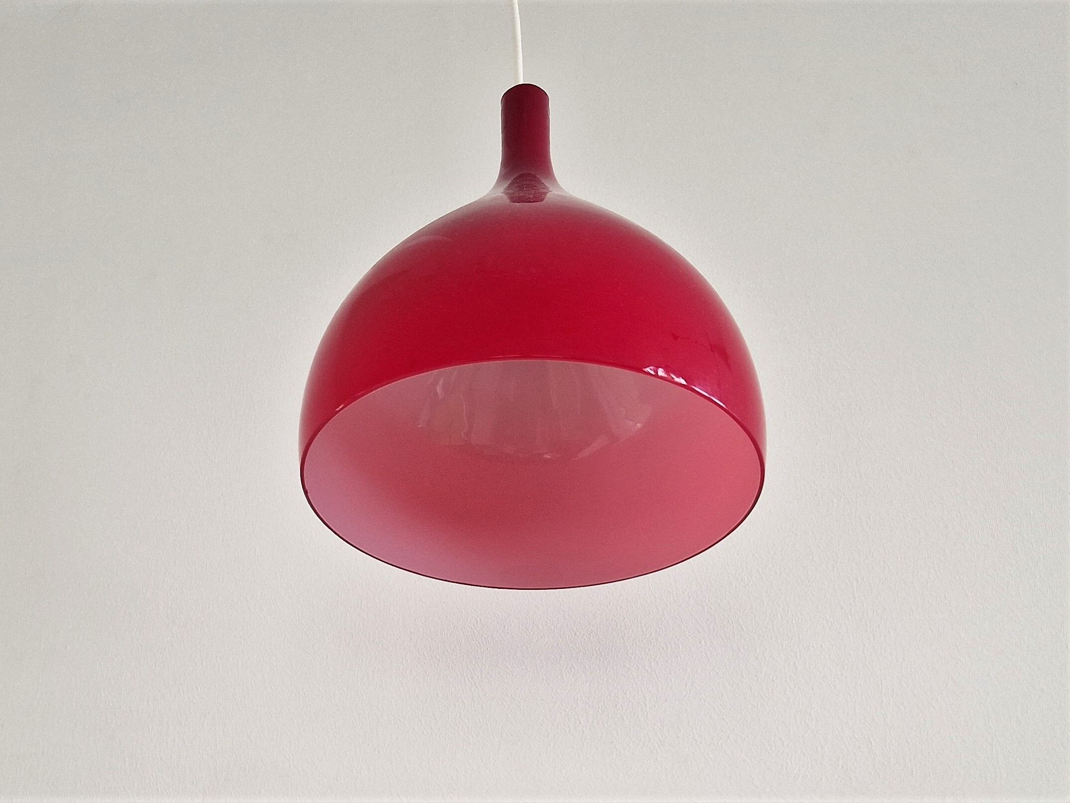 Red Murano glass pendant lamp by Paulo Venini for Venini, Italy 1960's