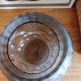 Art deco vase in pressed molded smoked glass signed Pierre d'Avesn