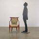 Vintage armchair in fabric and wood with armrests, design Italy 1950s-1960s