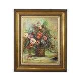 Still Life Flowers Vintage Painting on Canvas R. De Gryse