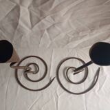 PAIR OF WROUGHT IRON CANDLE HOLDERS