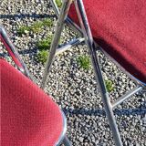 Set de 9 chaises pliantes  des années 70 tweed et métal chromé