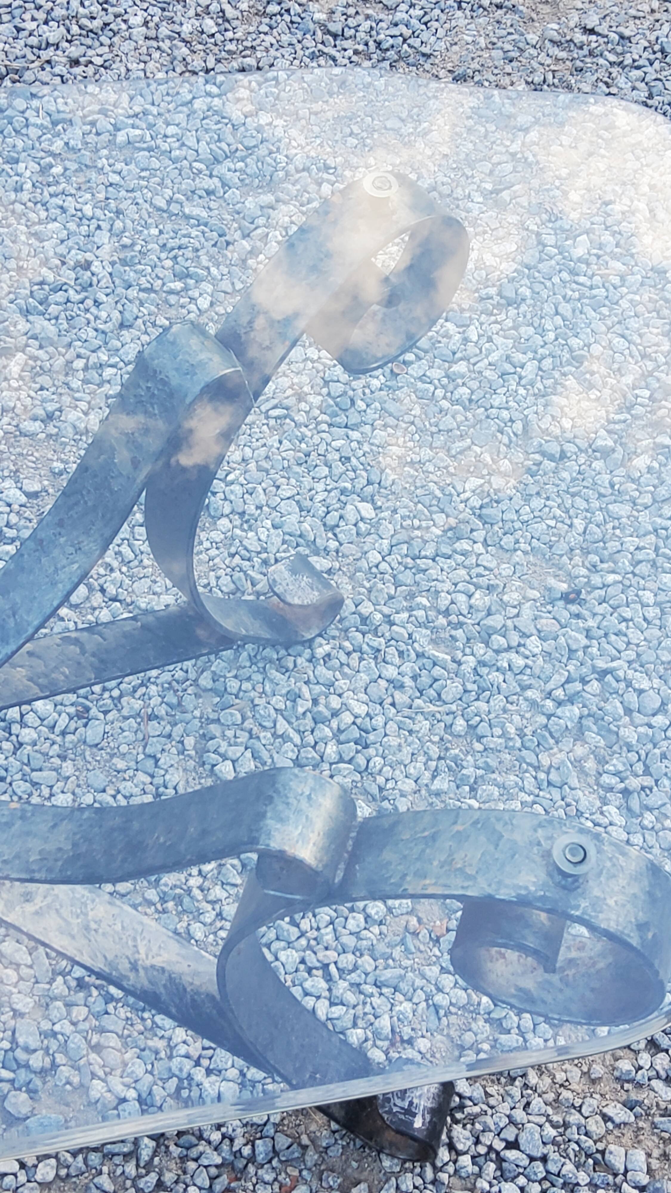 Coffee table from the 70s in wrought iron glass top bec de corbin