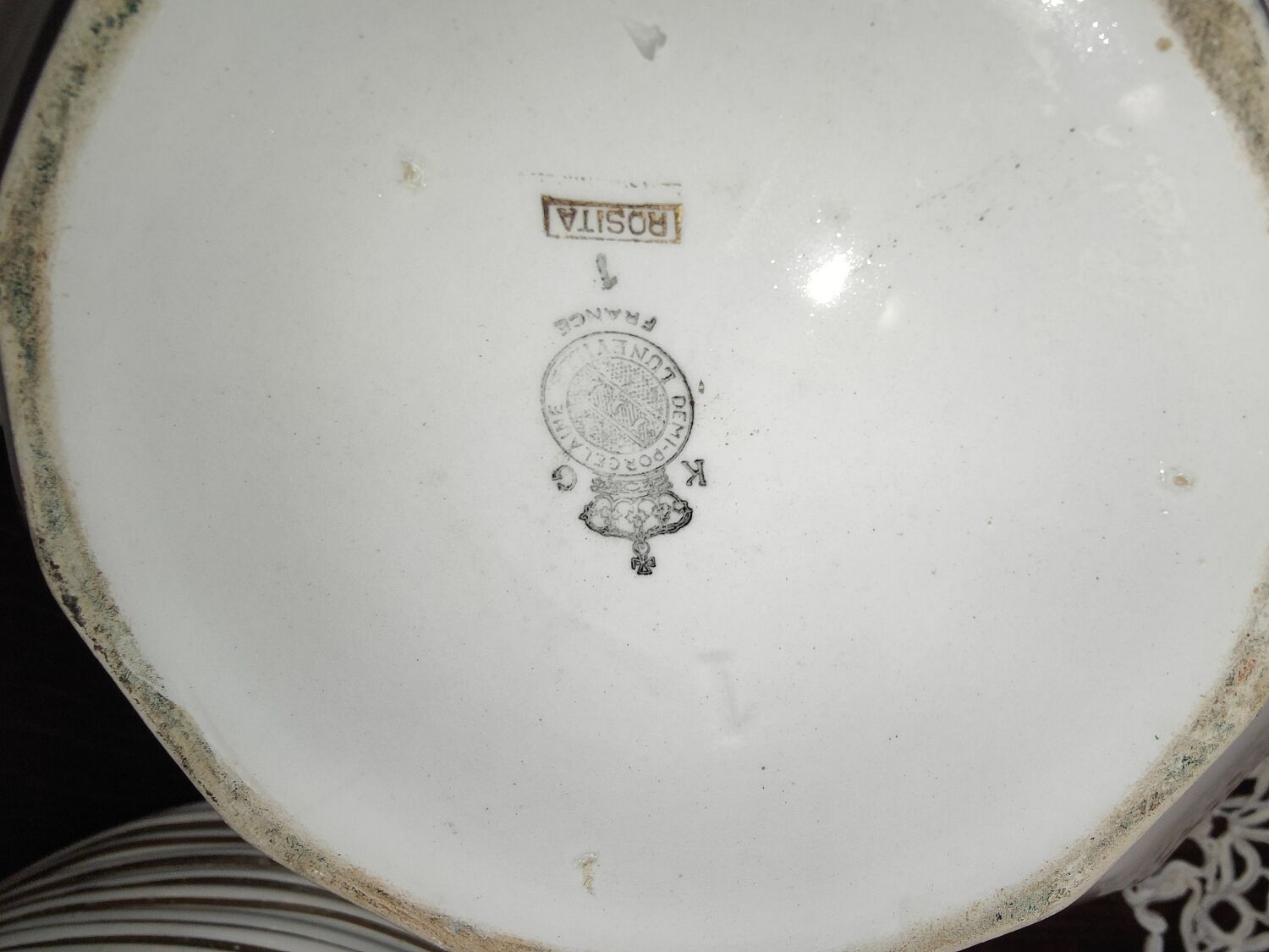 Old service 28 pieces porcelain KG Keller and Guérin Lunéville France decorated with flowers Rosita XIXth Century