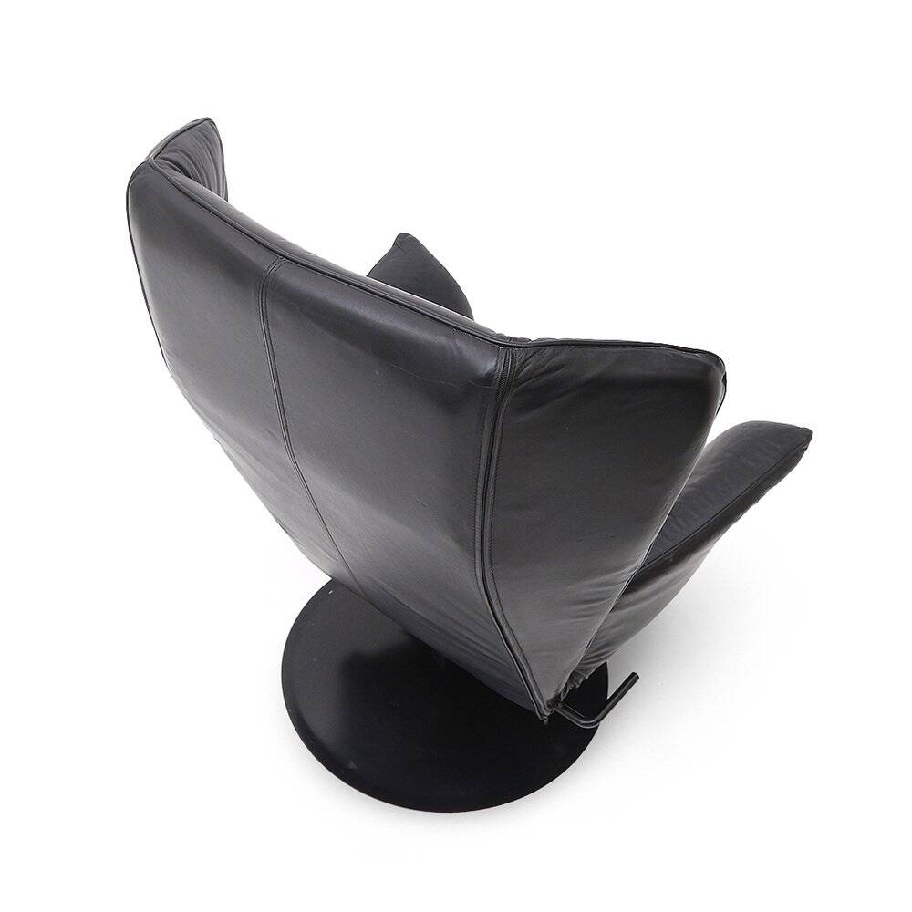 Set of black leather reclining chairs, 1970s.