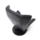 Set of black leather reclining chairs, 1970s.