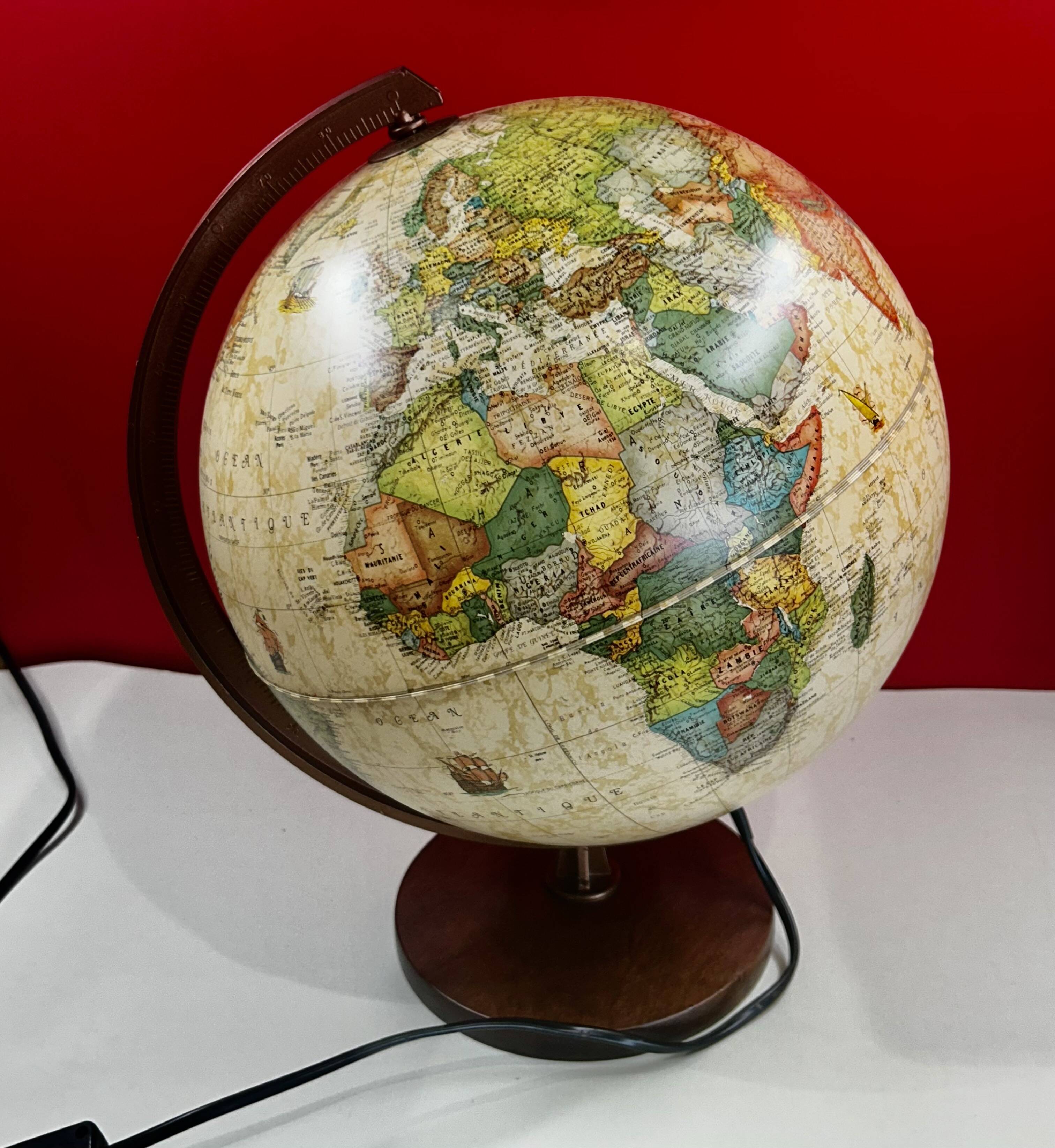 Globe earth terrestrial globe sphere world map h 40 cm, ø 28/30 cm italy