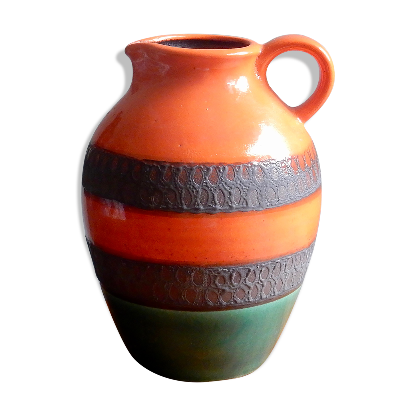 German ceramic orange vase from the 60s