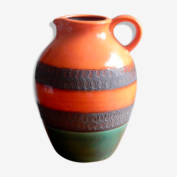 German ceramic orange vase from the 60s