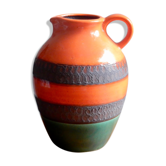 German ceramic orange vase from the 60s