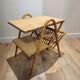 Vintage coffee table in rattan & wicker – Vinyl record player & storage cabinet