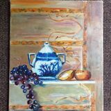 Still life naïve style on canvas