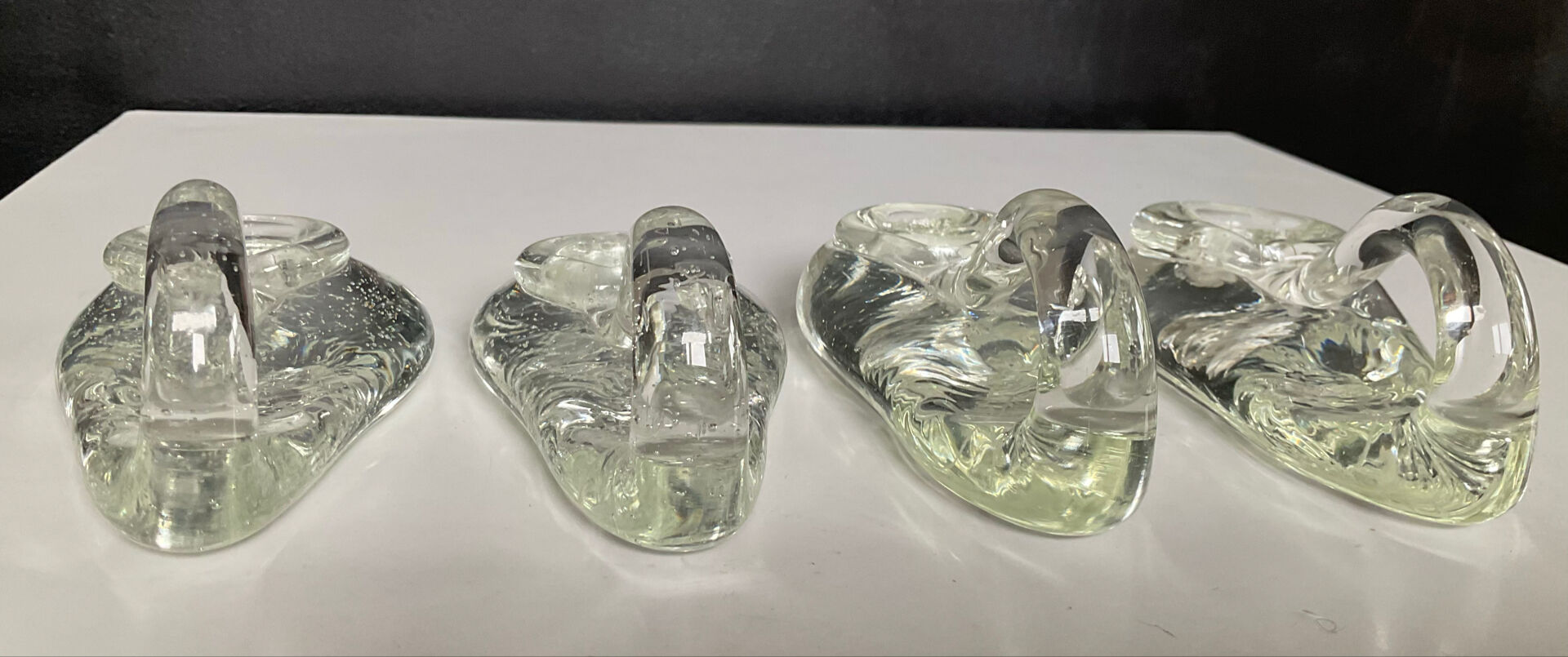 Set of 4 Schneider France crystal candle holders from the 1970s.