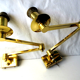 2 electrified wall lamps from 1970, gold chrome bronze, 2 articulated arms + switch
