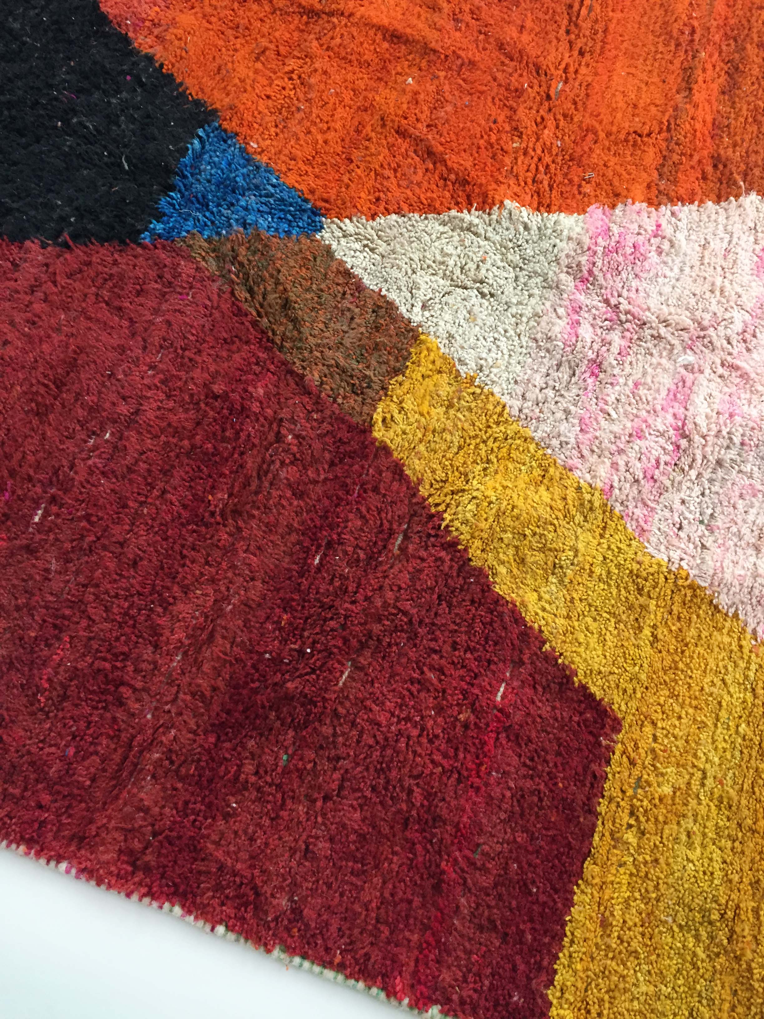 Moroccan Berber carpet Boujaad red with colorful flats 317x185cm