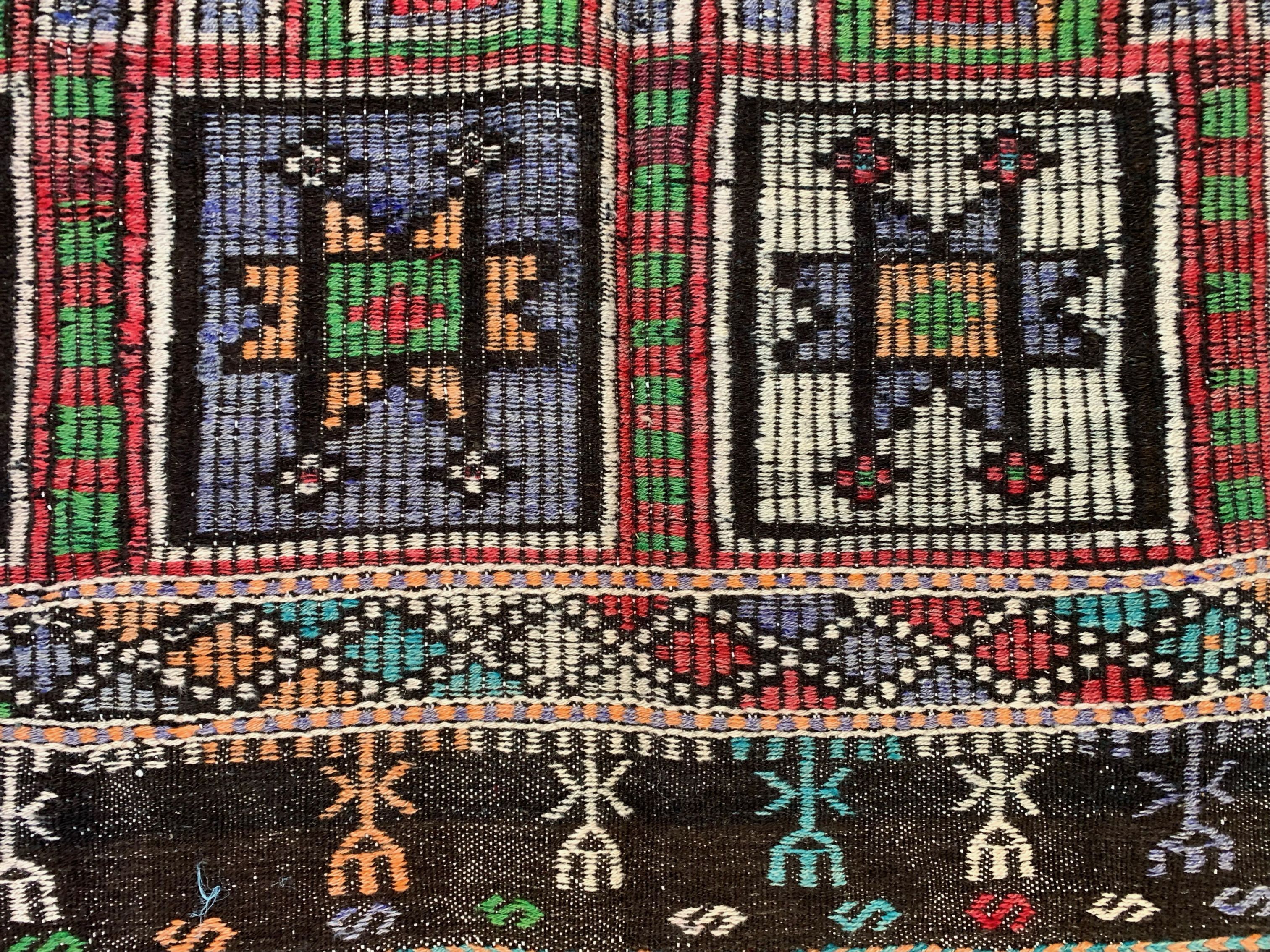 Large Vintage Turkish Kilim Rug 350x195 cm Wool Jajim Kelim