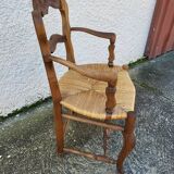 Provencal straw armchair in walnut