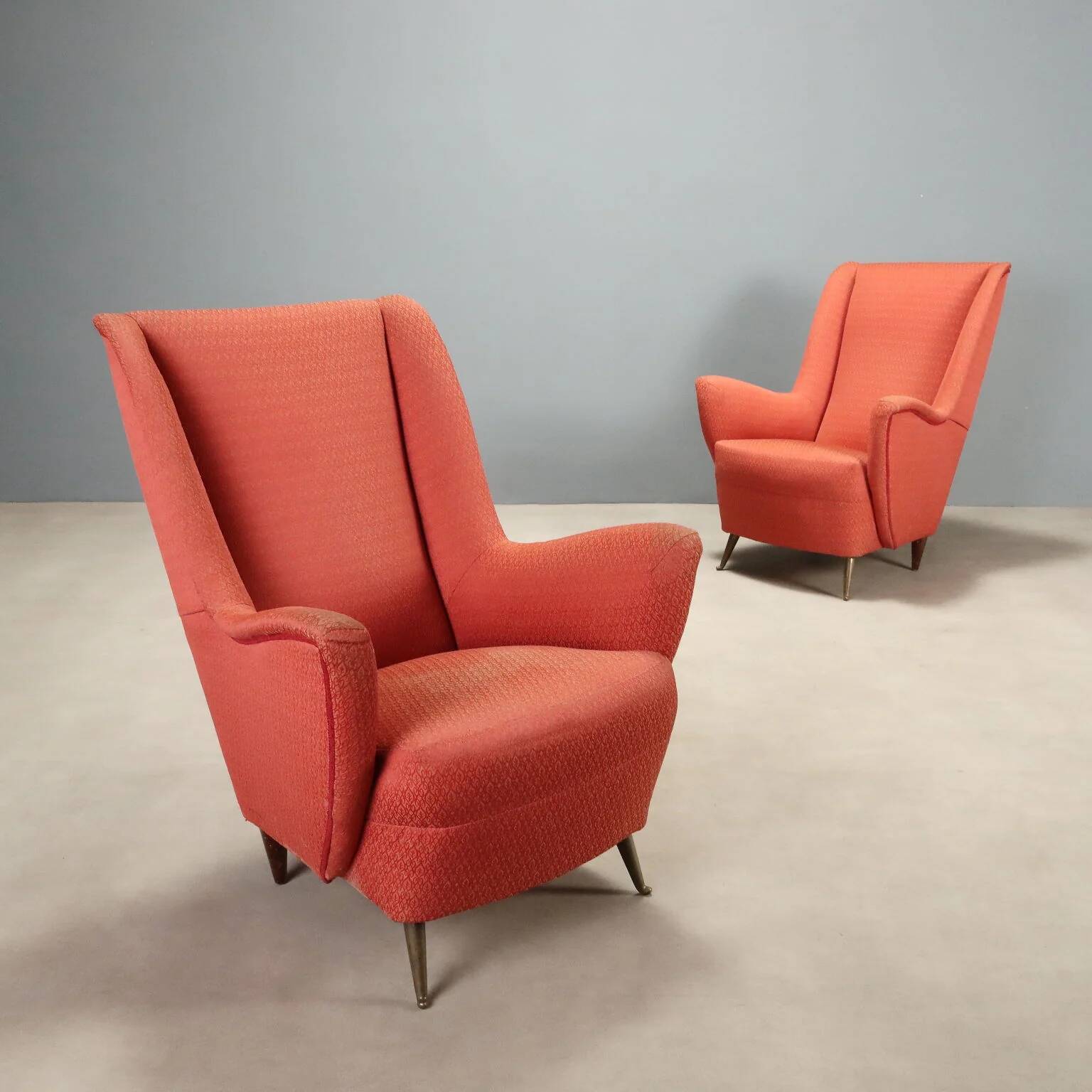 Pair of vintage fabric armchairs from the 1950s.