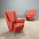 Pair of vintage fabric armchairs from the 1950s.