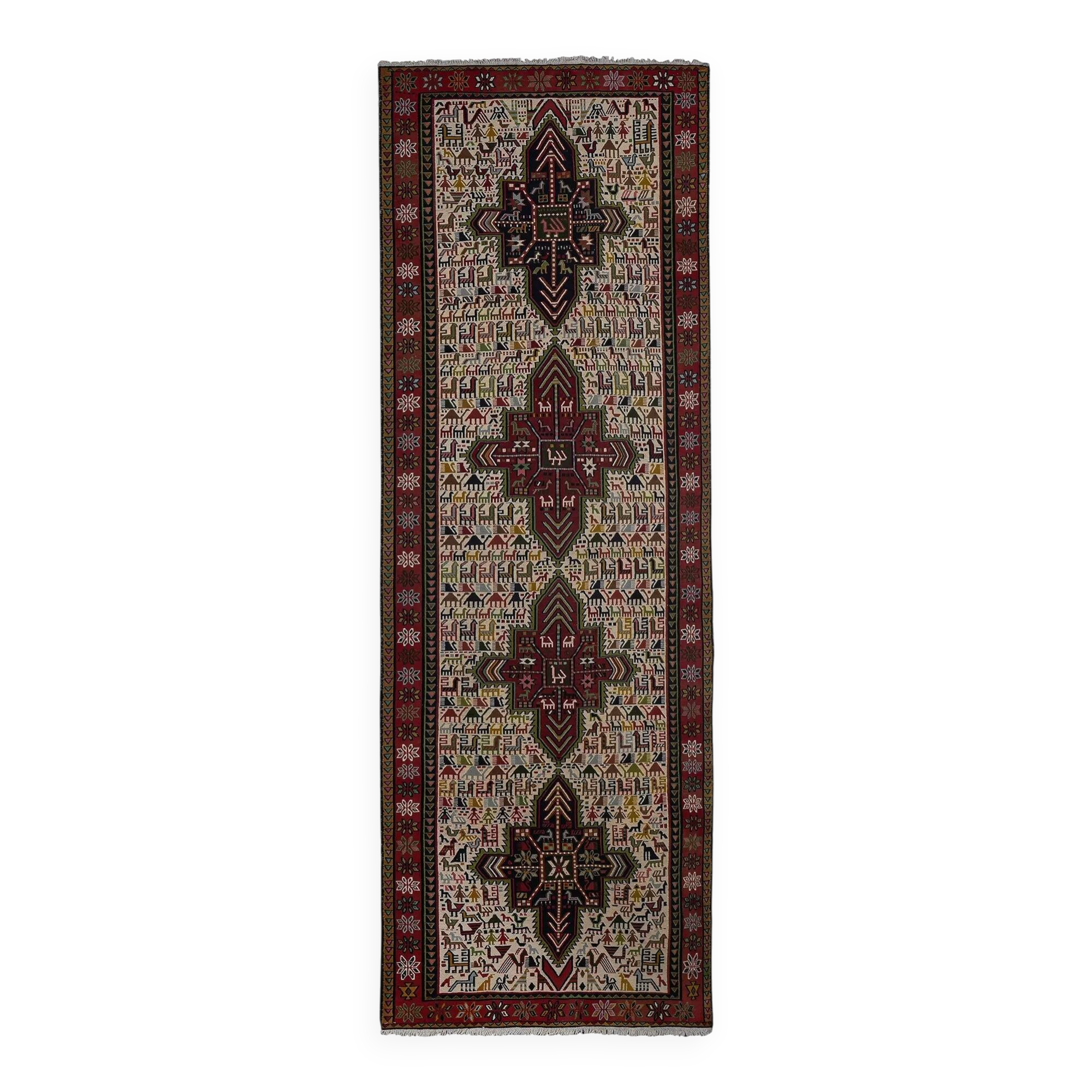 Vintage Turkish hallway rug 104x285 cm