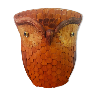 Vintage wall basket, wicker owl and bamboo