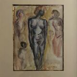 Women's group by Jean Pierre Germain Aquarelle and pen