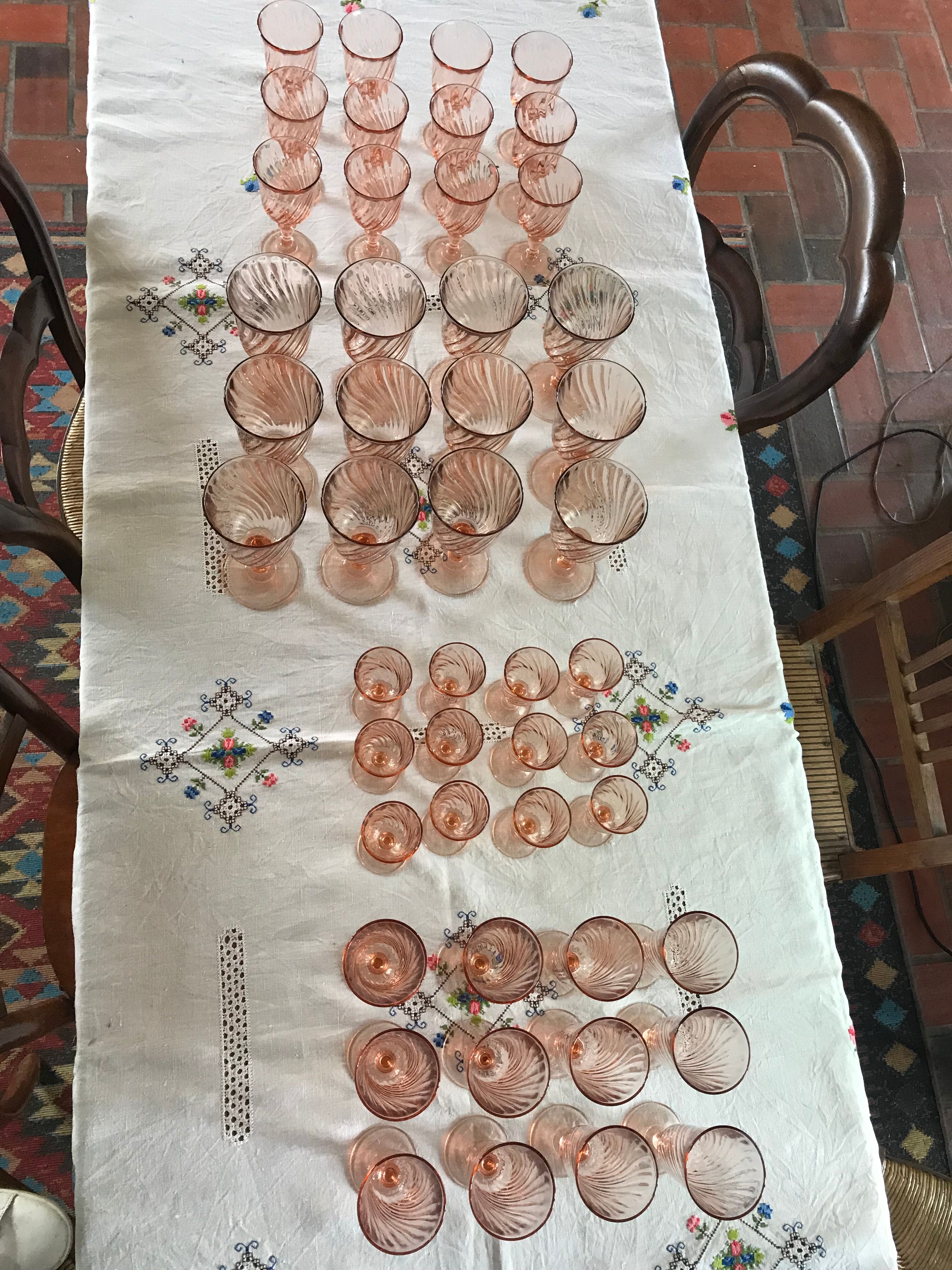 Service à Café/thé Vintage Arcoroc Modèle Rosaline Rose - Occasion En Bon état