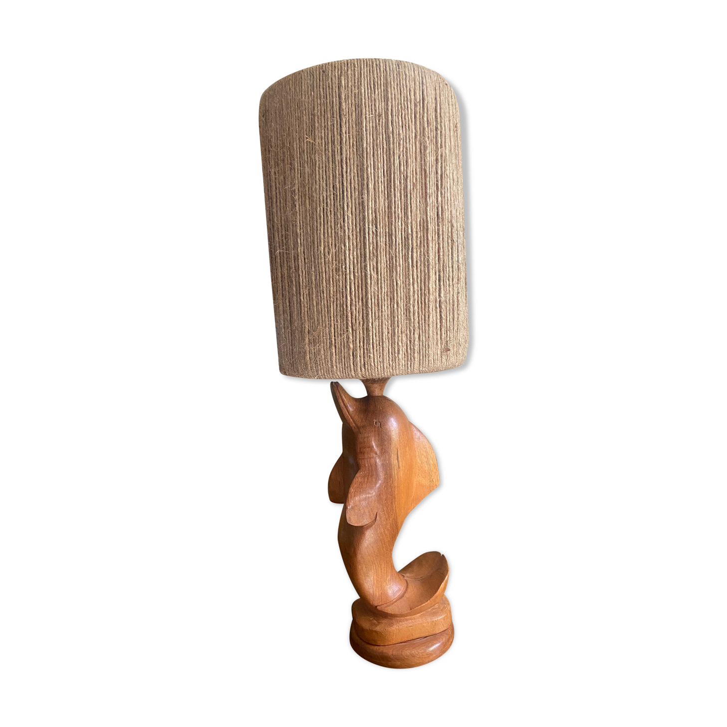 Wooden dolphin lamp 70s