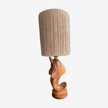 Wooden dolphin lamp 70s