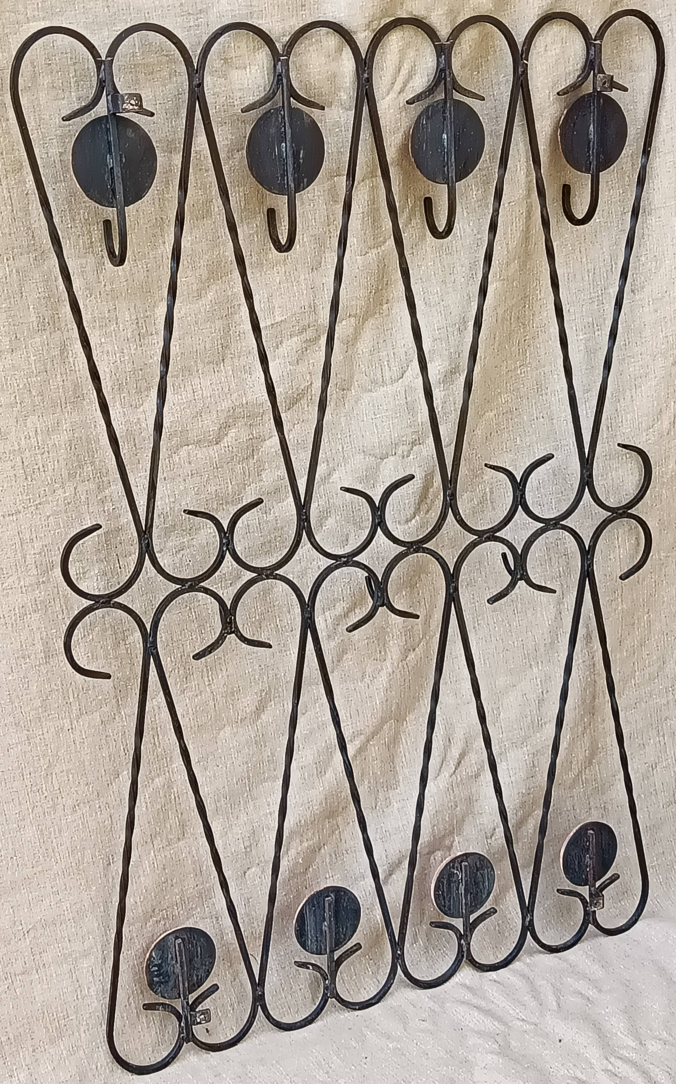 Coat hook, wrought iron and ceramic coat rack