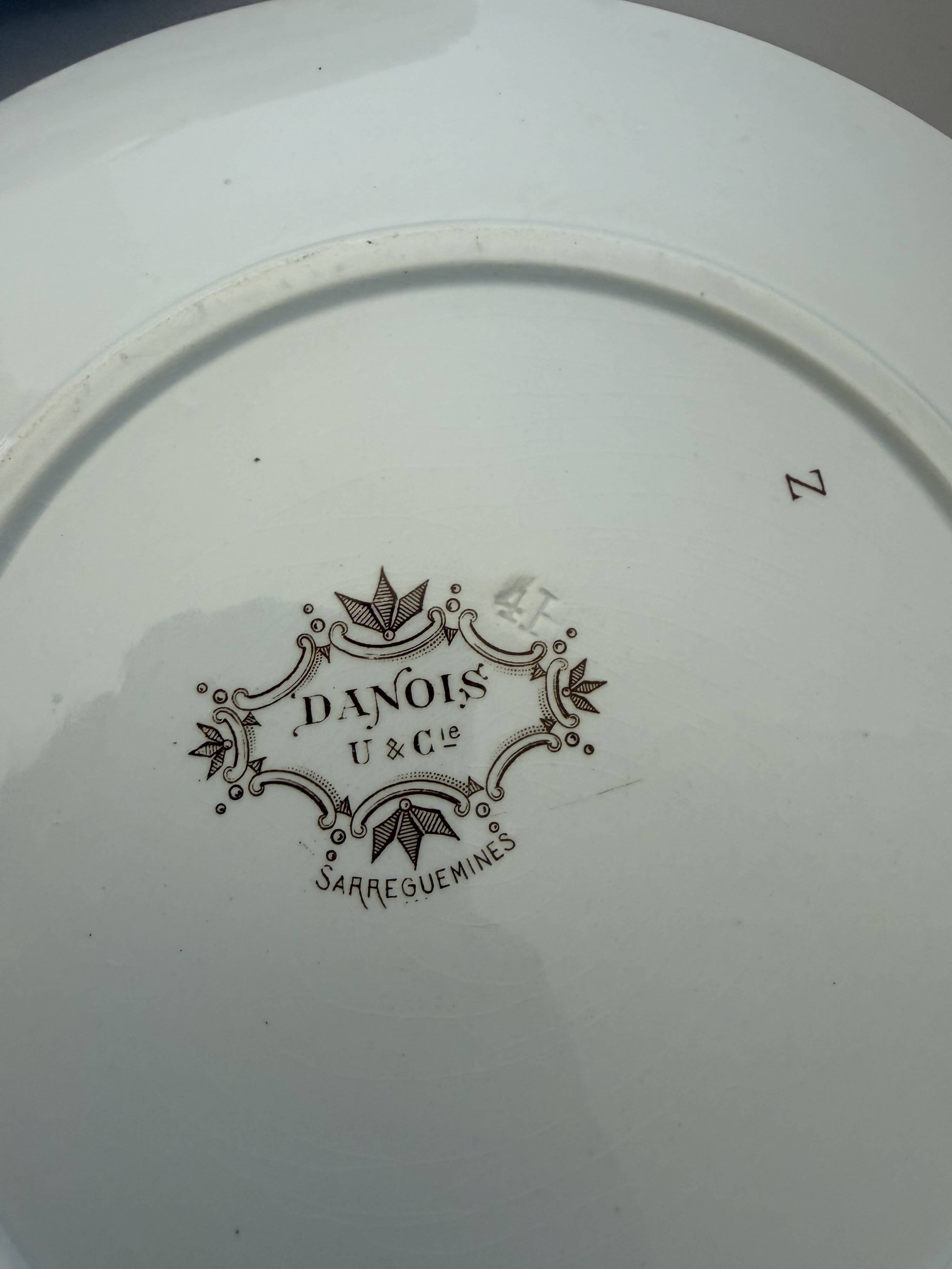 4 assiettes plates Sarreguemines modèle Danois