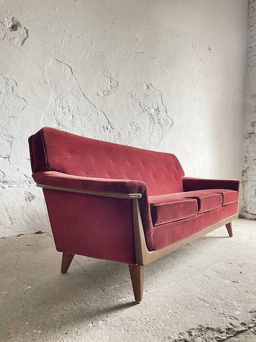 Mid-century modern three-seater velvet sofa, Swedish 1950s–1960s