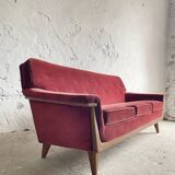 Mid-century modern three-seater velvet sofa, Swedish 1950s–1960s