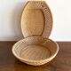 Pair of vintage braided rattan baskets