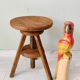 Adjustable vintage workshop stool made of solid wood