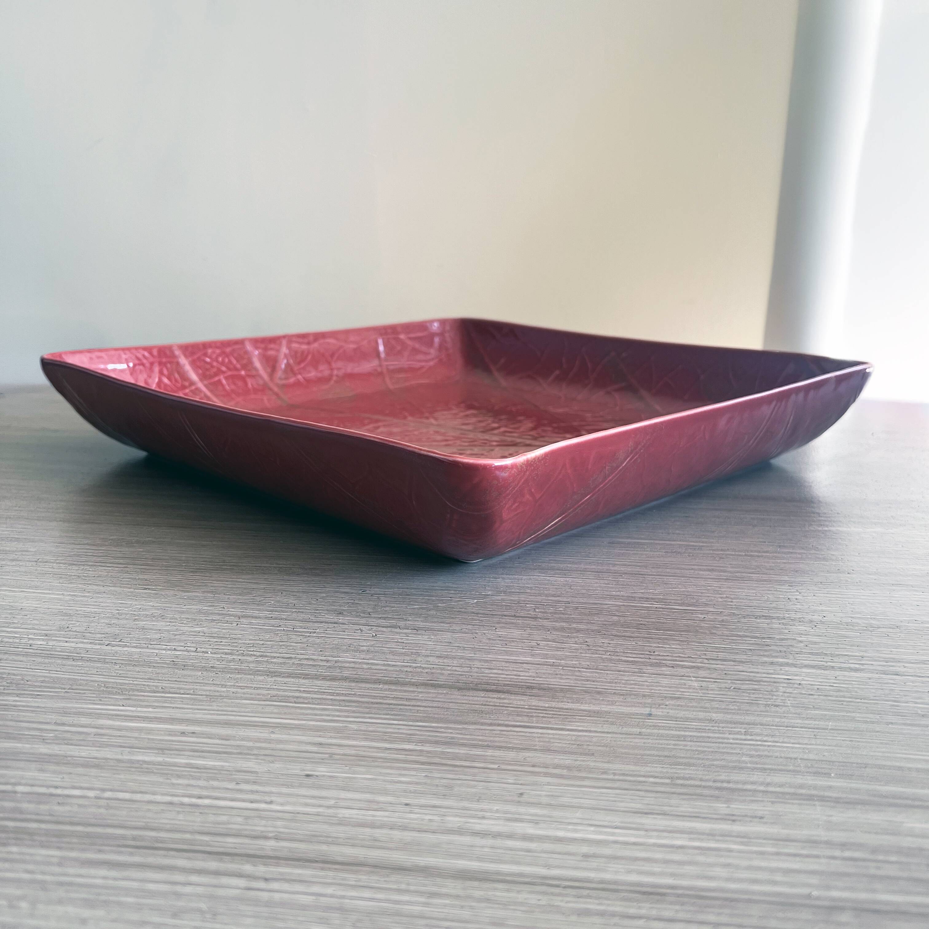 Large hollow dish Christian Tortu Paris red leaf – 36.5 cm