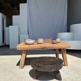 table basse en teck blond quadripode
