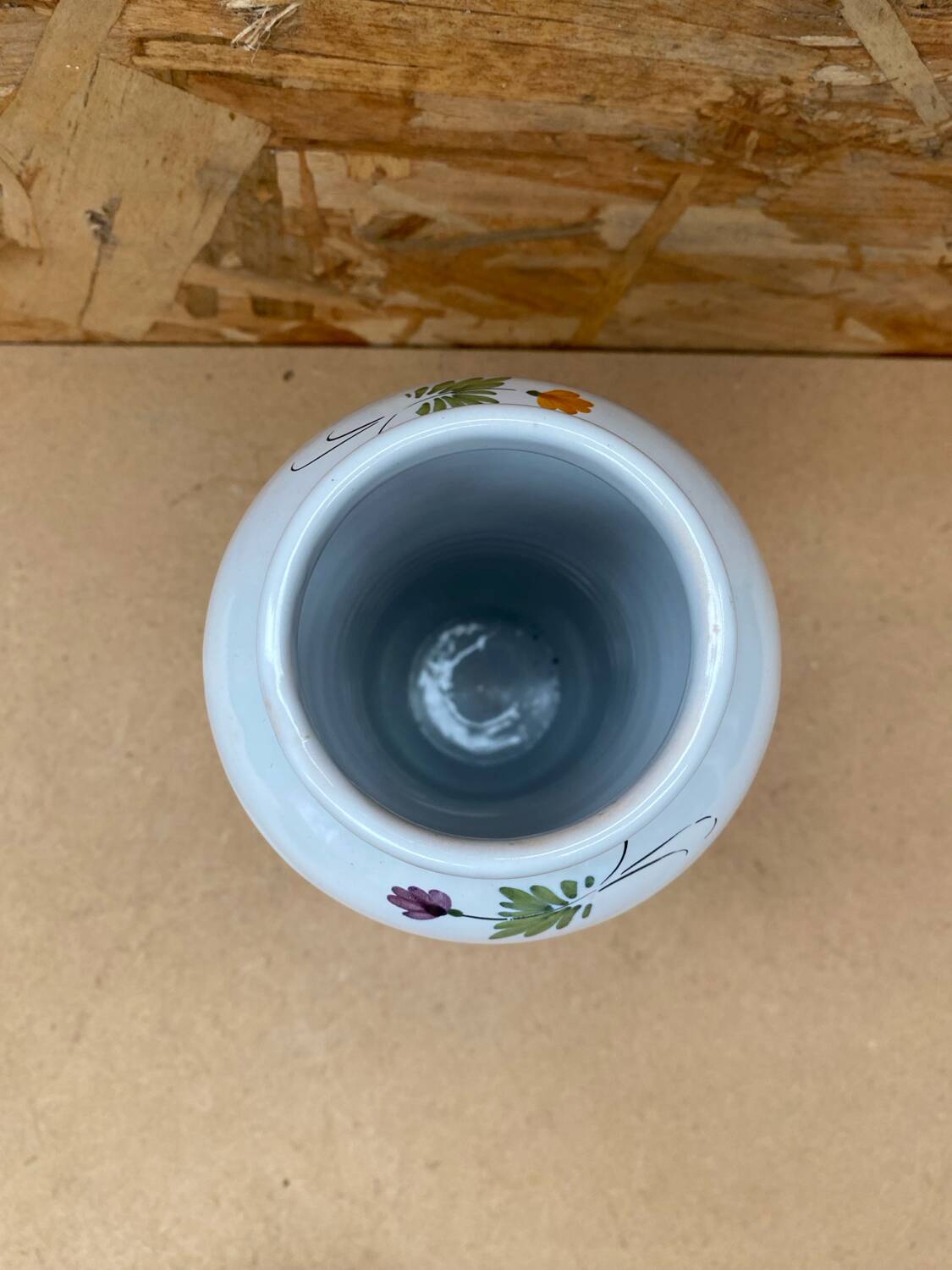 Old vase e. tessier the unicorn white ceramic painted decor vintage