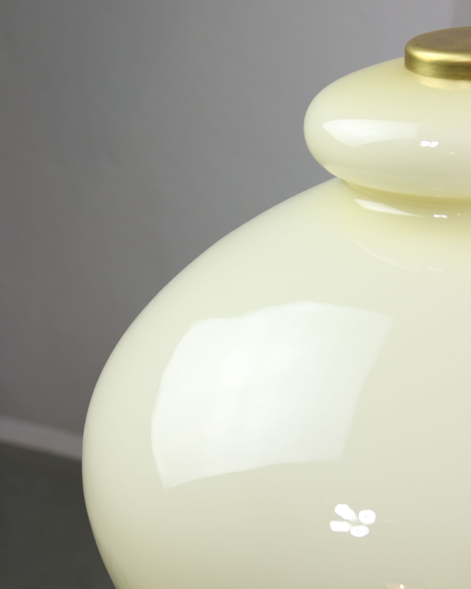 Mid-century Yellow Glass & Brass Pendant Lamp
