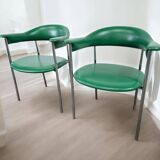 Set of 2 vintage green chairs / armchairs / lounge chairs
