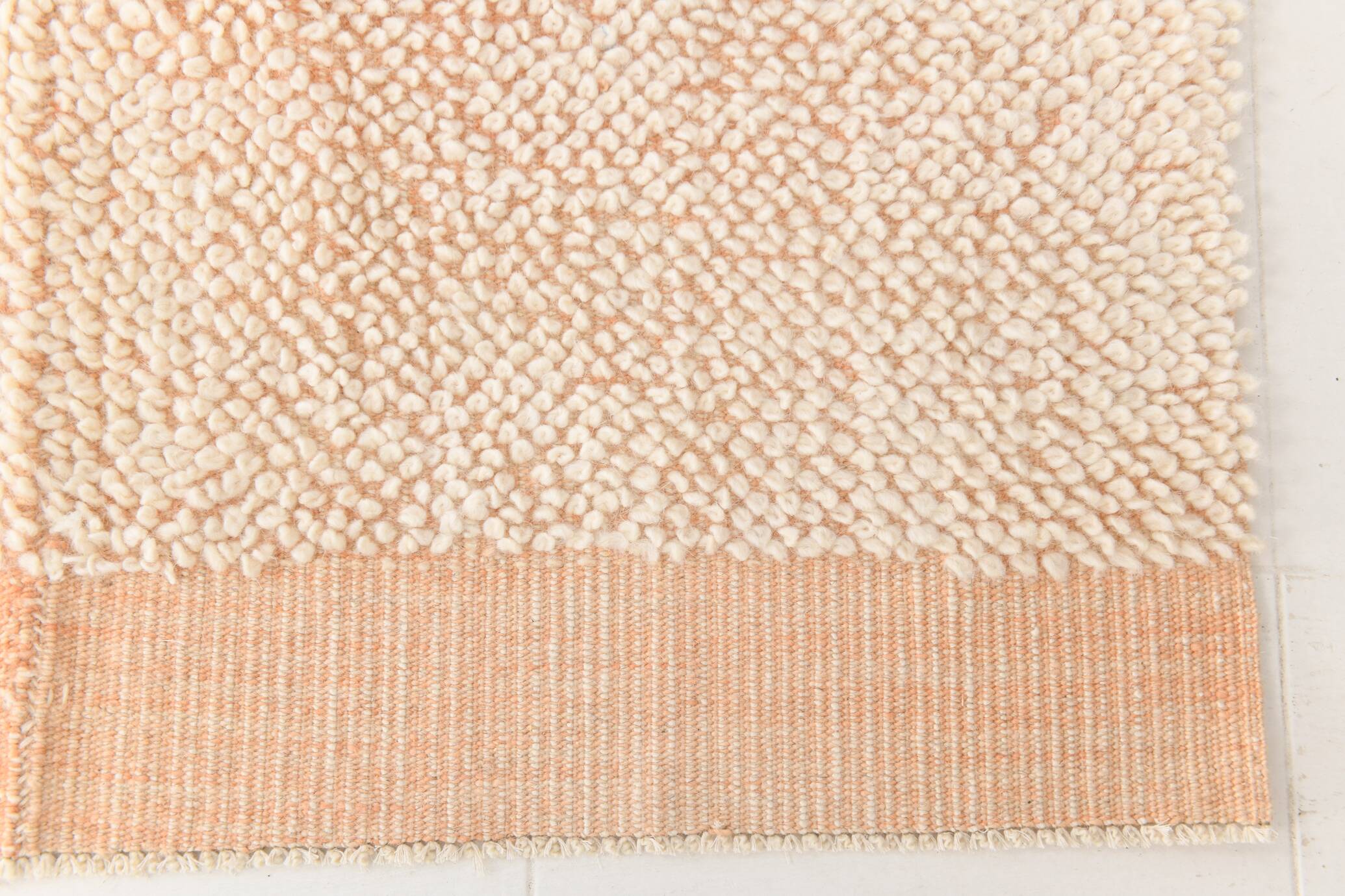 4x7 Salmon Beige Handmade Turkish Vintage Rug