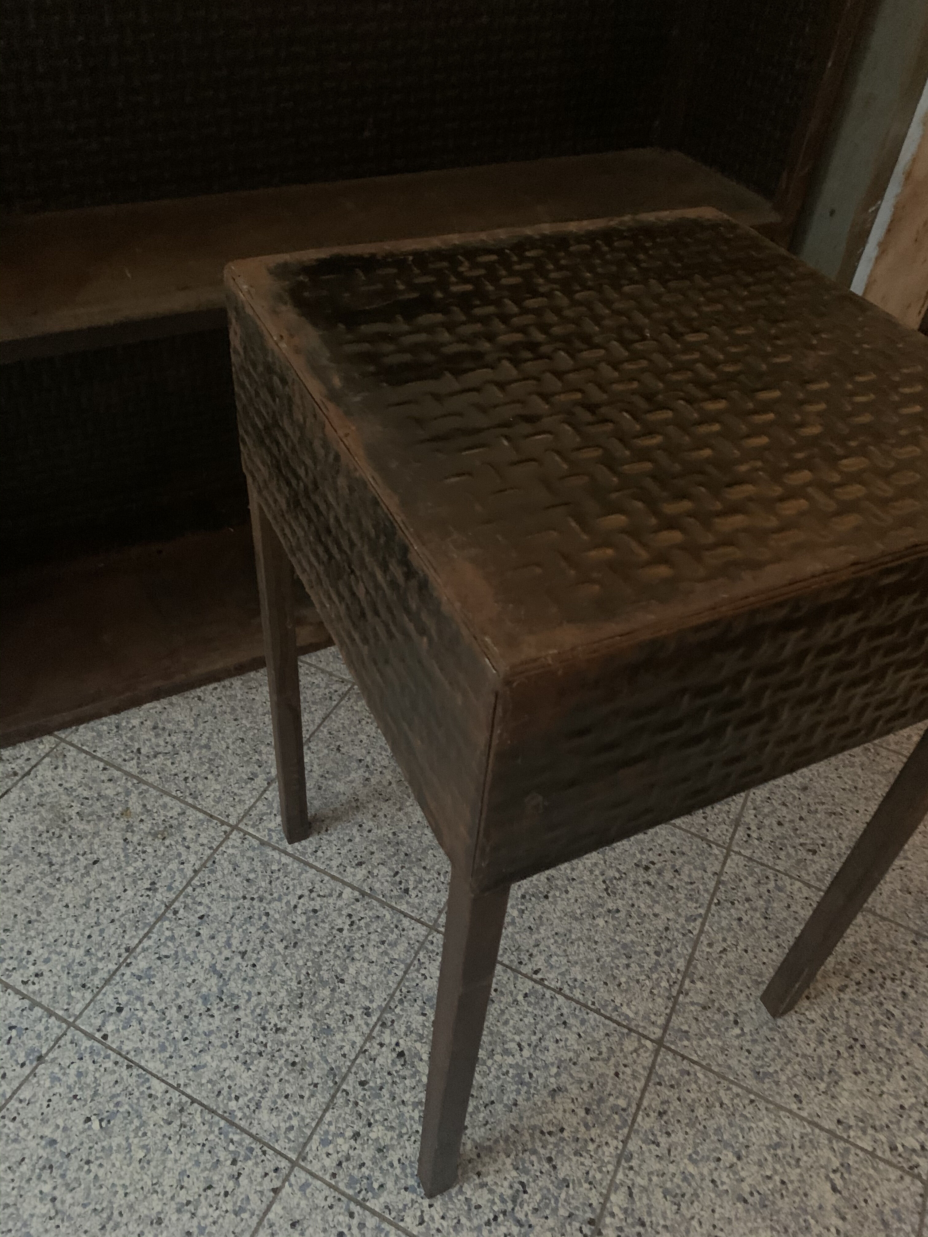 Pair of vintage industrial metal side tables