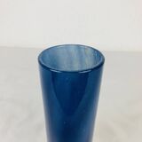 Vintage blue glass roller vase