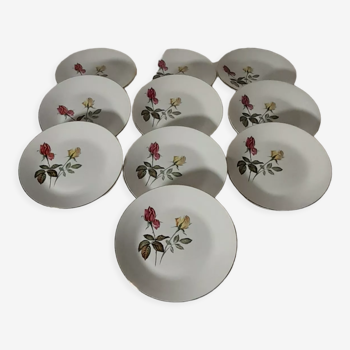 10 assiettes à dessert en faïence Digoin Sarreguemines modèle  Tripoli diam  19 cm